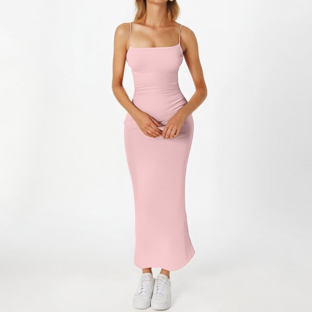 WILLBEST Faldas Para Mujer Vestido De Primavera Para Mujer Vestido De Tirantes De Seda Color Leche Para Verano