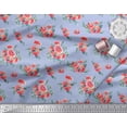 thumbnail image 3 of Soimoi Blue Cotton Duck Fabric Leaves & Ranunculus Floral Printed Fabric 1 Yard 42 Inch Wide, 3 of 3