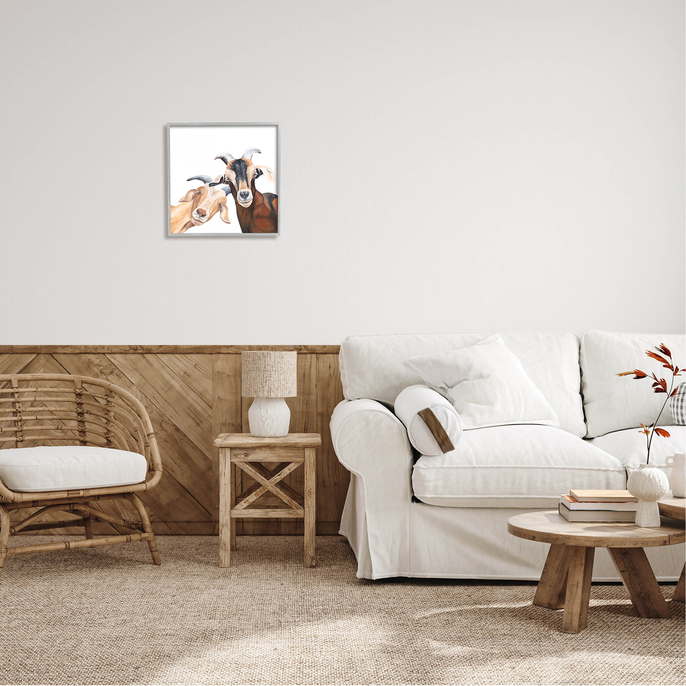 Happy Goat Smiling Animals Animals & Insects Graphic Art Gray Framed Art Print Wall Art