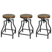Williston Forge Bar Stool with Swivel & Adjustable Height, Oak and Black, Set of 3