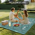 thumbnail image 4 of Teal Dragonfly Outdoor Rug for Patio/Deck/Porch, Non-Slip Large Area Rug 6 x 9 Ft, Vintage Geometric Glass Animal Flower Indoor Outdoor Rugs Washable Area Rugs, Reversible Camping Rug Carpet Runner, 4 of 8