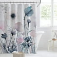 thumbnail image 2 of Floral Shower Curtain,Beige Pink Flowers Bathroom Shower Curtains,Watercolor Blue Wildflower Plant Bath Curtain Set with 12 Hooks 72x72in,Waterproof Polyester Fabric, 2 of 6