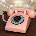 thumbnail image 3 of TelPal Pink Corded Telephone Classic Rotary Dial Home Phones Antique Old Fashion Vintage Phone of 1930s Business Telephone for Home Office Decor, 3 of 6