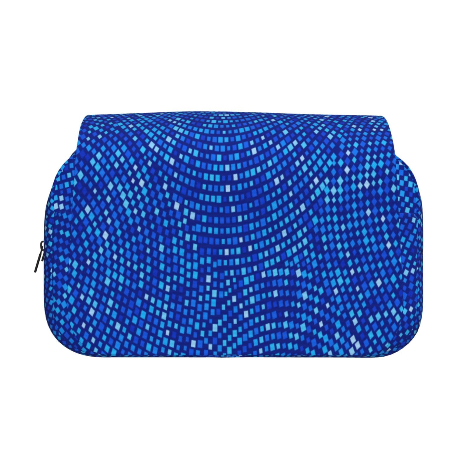Rateoe Blue Circles Mosaic Pattern Double Clamshell Pen Case, Storage Organizer with Two Zipper Compartments– Holds Up to 50 Pencils & Pens