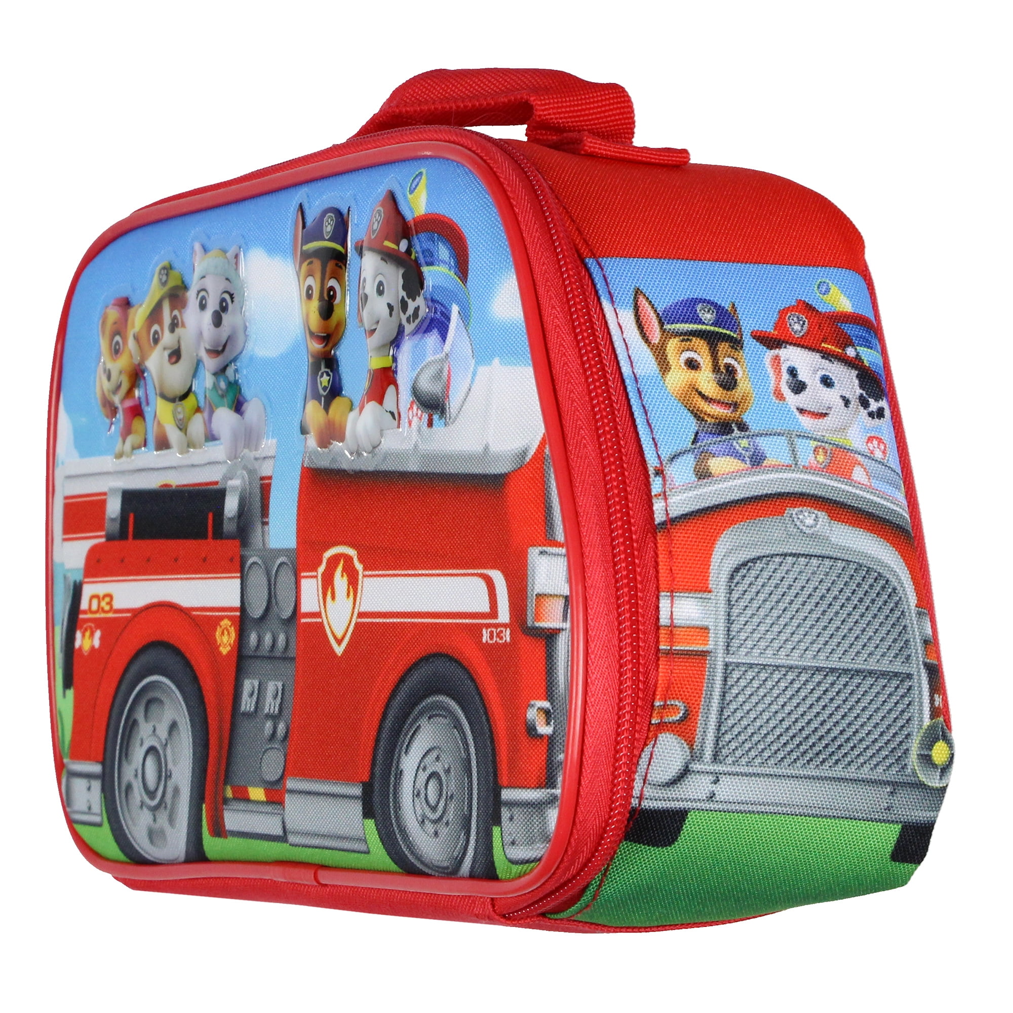 Paw Patrol Lunch Box Skye Chase Marshall Fire Engine Truck Kids Insulated Lunch Bag Lunch Tote 11"