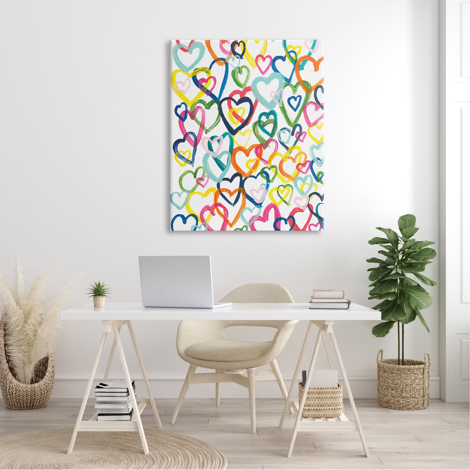 Stupell Industries Vivid Bold Hearts Pattern Abstract Design , 36 x 48, Design by Bronwyn Baker