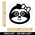 thumbnail image 2 of Cute Girl Sloth with Bow Self-Inking Rubber Stamp Ink Stamper - Brown Ink - Medium 1 Inch, 2 of 7