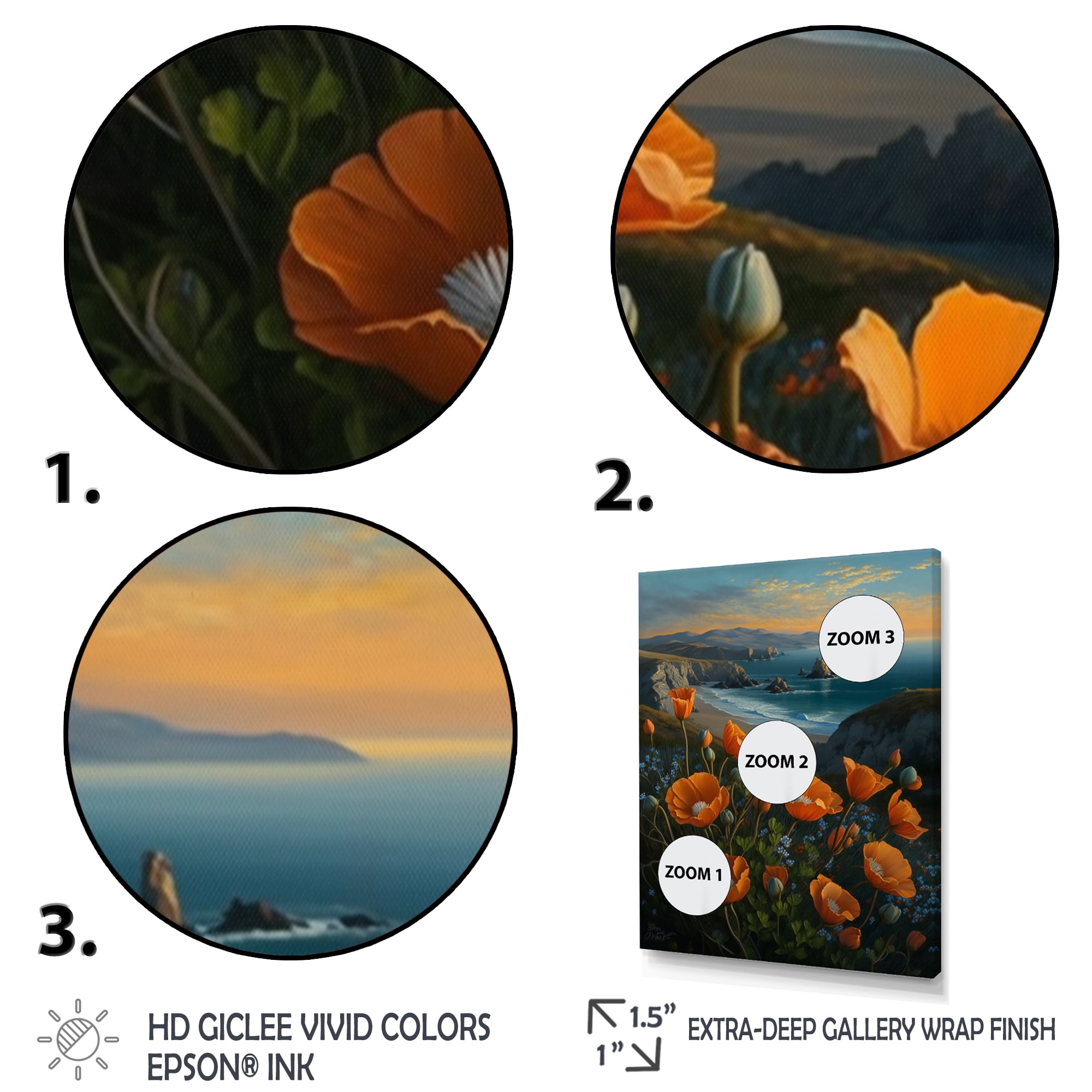 Designart Orange Flowers By The Coast I Canvas Wall Art