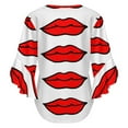 thumbnail image 6 of Lips! Women's V-Neck Blouse With 3/4 Ruffled Bell Sleeves Casual Top Ladies Blouses, 6 of 7