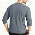thumbnail image 4 of OIOLOYJM Waffle Shirts for Men Casual Henley Polo Shirts Long Sleeve Knitted T-Shirt Cozy Thermal Textured Button Pullover Dark Gray L, 4 of 4
