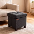 thumbnail image 2 of LEDREM 15" Cube Storage Ottoman with Feet, Footstool with 10-Gallon Storage, Ottoman with Storage Holdss up to 660 lb, Ink Black, 2 of 7