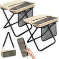 thumbnail image 2 of 2 Pack XL Portable Chairs for Adults, 14.2" Wide Seat & Knee-Frien Folding Stool Pocket Chair, Foldable Backpack Stool, Heavy Duty Collapsible Camping Seat for Fishing Travel - Khaki, 2 of 8