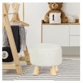 thumbnail image 4 of KriKac Small Round Ottoman Foot Rest Stool Fabric Padded Seat Footstool Ottoman with Non-Skid Wooden Legs (Beige,Fabric), 4 of 7