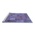 thumbnail image 2 of Ahgly Company Machine Washable Indoor Square Patchwork Blue Transitional Area Rugs, 4' Square, 2 of 4