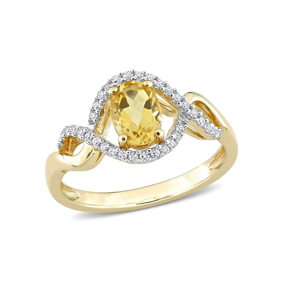 Everly Women's Citrine and Diamond 10k Yellow Gold Ring