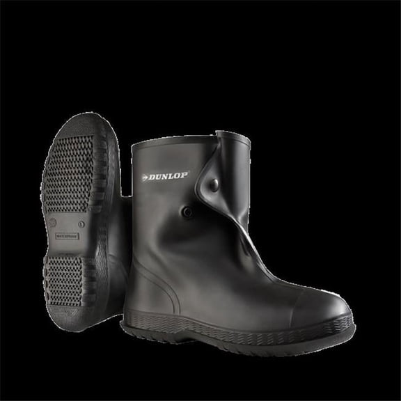 Overboot, MId-Calf, Cleated Sole, Button Tab Closure, PVC Upper, 10in Boot Height, Black, XL,PR