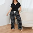thumbnail image 5 of Daqian Plus Size Womens Pajamas Womens Fashion Leopard Home Wear Pajamas Two-Piece Suit Long Sleeve Pants Pajama Set Homewear Pajamas for Women Black XL(XL), 5 of 6