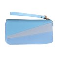 thumbnail image 2 of Cartera larga Monedero Monedero PU Cremallera de 2 vías 2 compartimentos Monedero de mano de colisión de color de gran capacidad para mujeres Adultos Diario Azul, 2 of 12