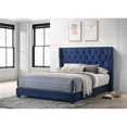 thumbnail image 2 of Navy Blue Velvet Panel Bed with Tufted Headboard in Queen Size, 2 of 3