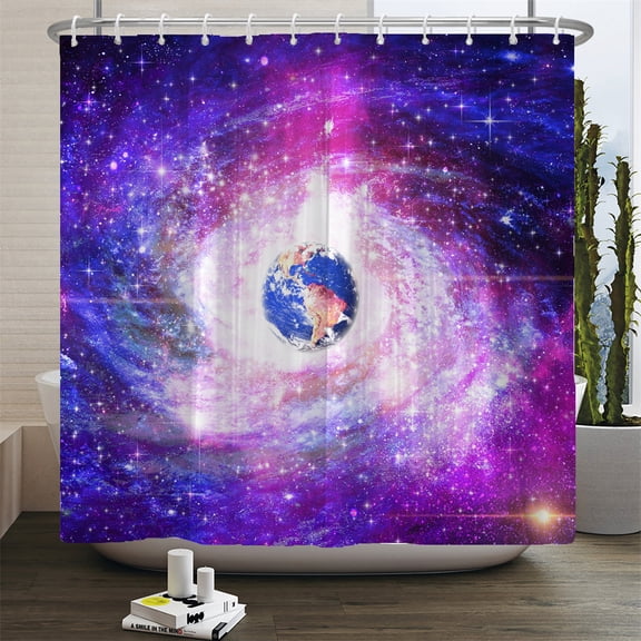 Full Moon Shower Curtain Starry Sky View Dreamy Mystic Bathroom Curtains Waterpr