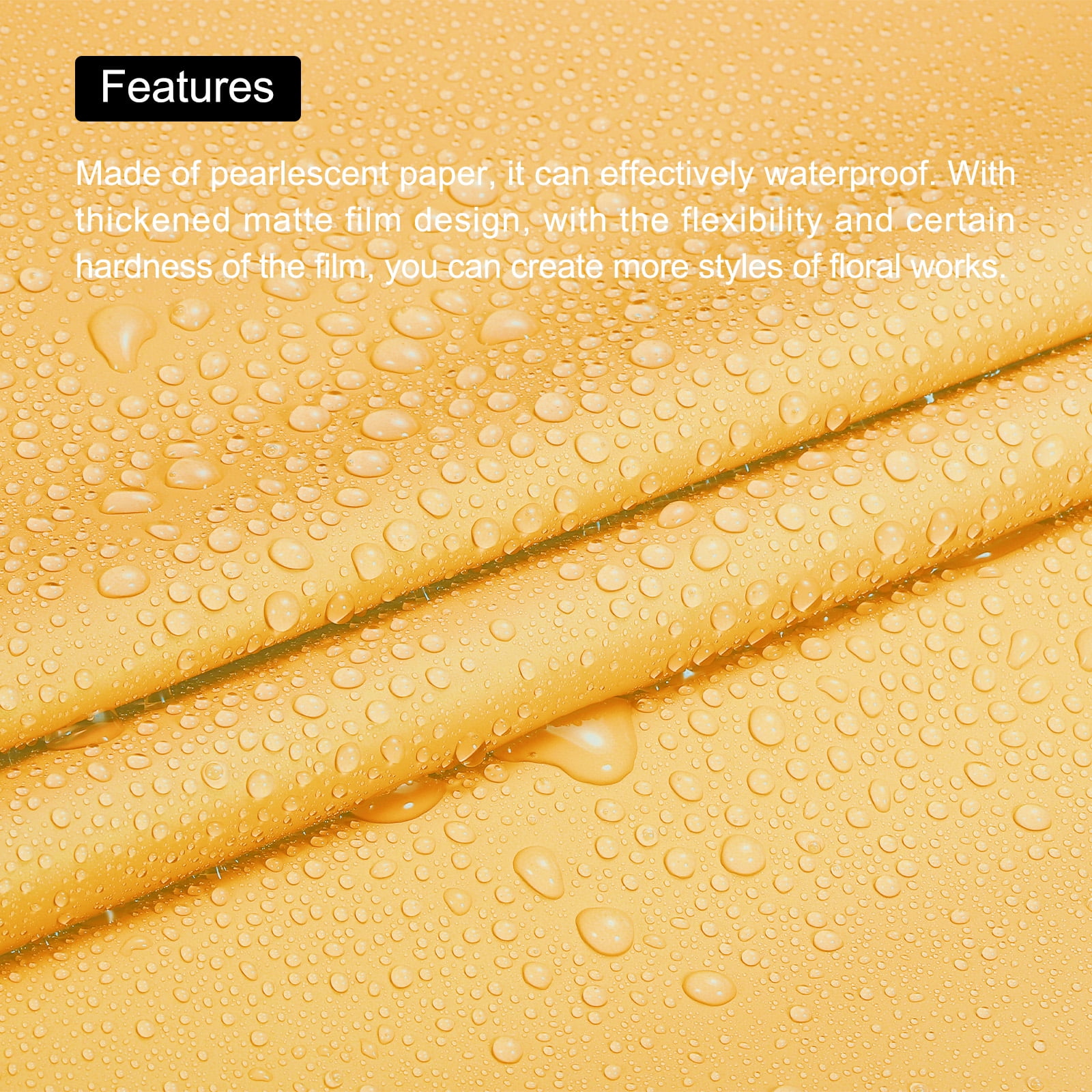 Pearlescent Film Flower Wrapping Paper 22.8x22.8 Inch Waterproof for Gift Box Packaging Bright Yellow Pack of 20
