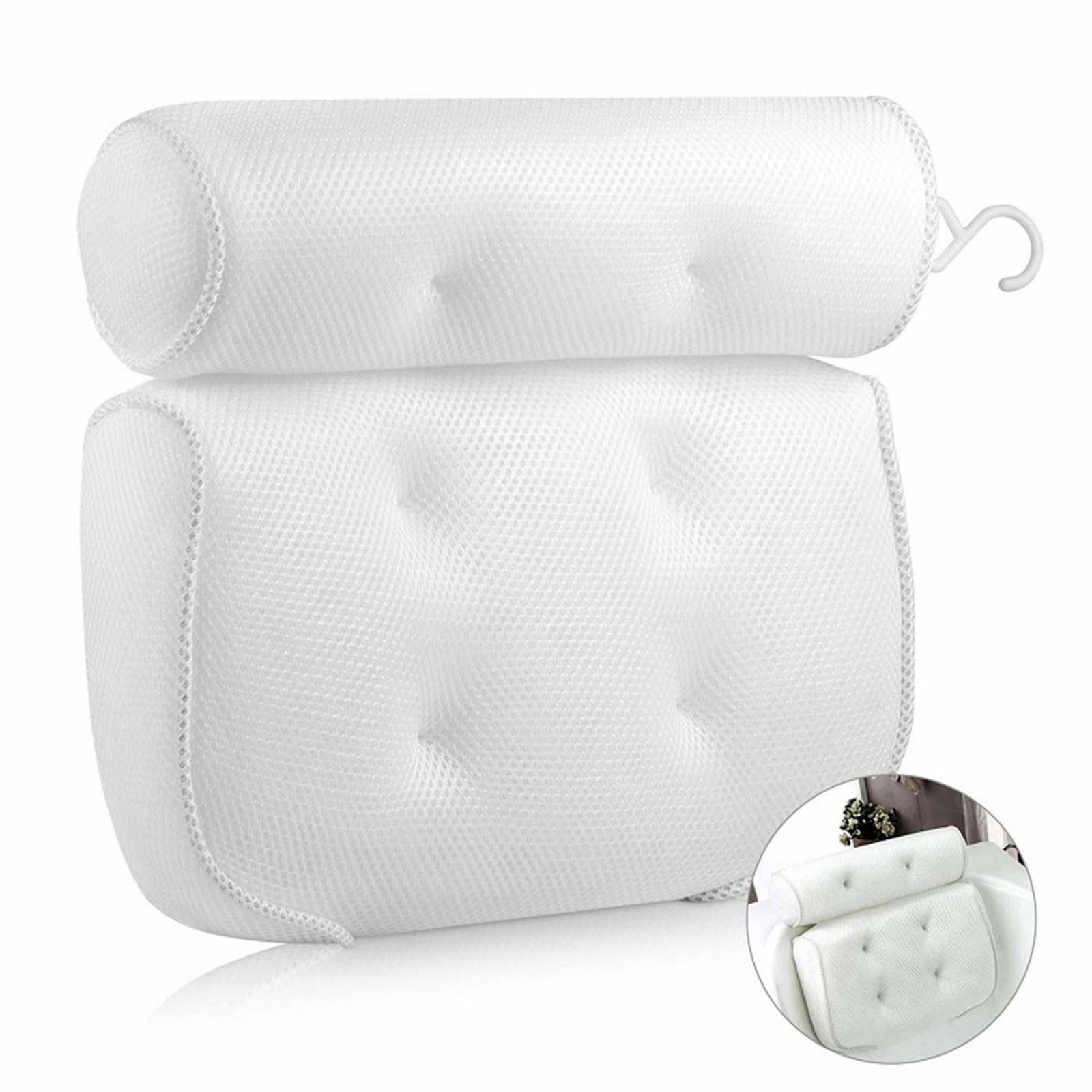 Bath Pillow, Ergonomic Bathtub Spa Pillow Cushion with Suckers for Tub