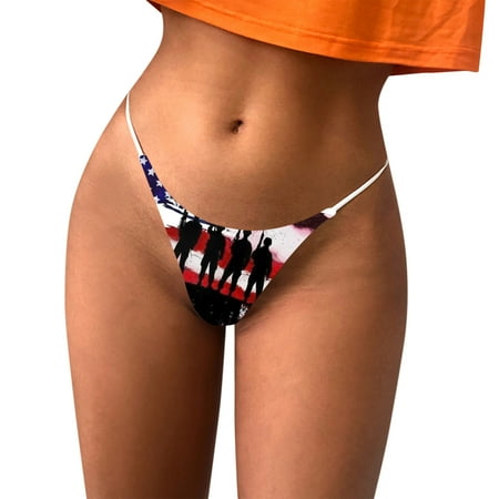 Ladies Soft Fashion Briefs Underpants Prints Thong Lingerie G String T Back Low Waist Trendy V-Shape No Show Underpants Lightweight Underwear Breathable