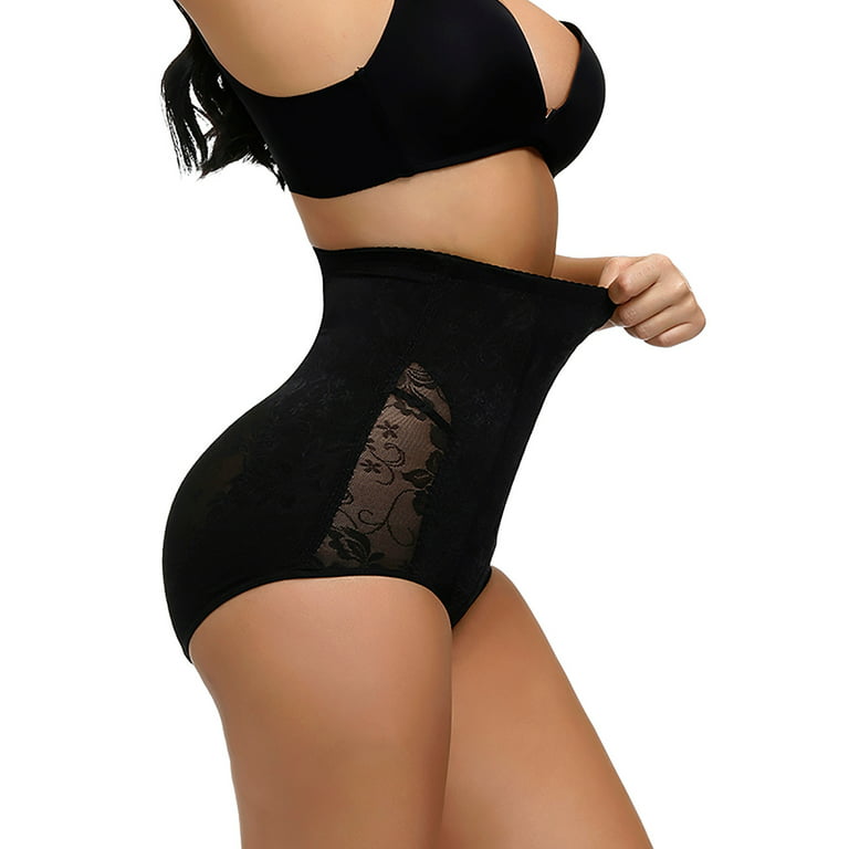 S-3XL Plus Size Black/Nude Women High-Waist Tummy Control Body