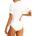 thumbnail image 3 of MODA NOVA Juniors Blouse Top Button Down One-Piece Short Sleeve Bodysuit Shirt, 3 of 4