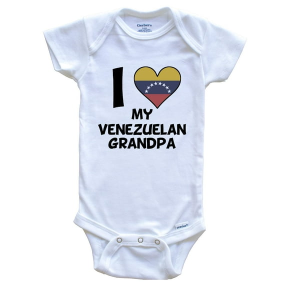 I Heart My Venezuelan Grandpa Venezuela Flag Baby Bodysuit, 0-3 Months White