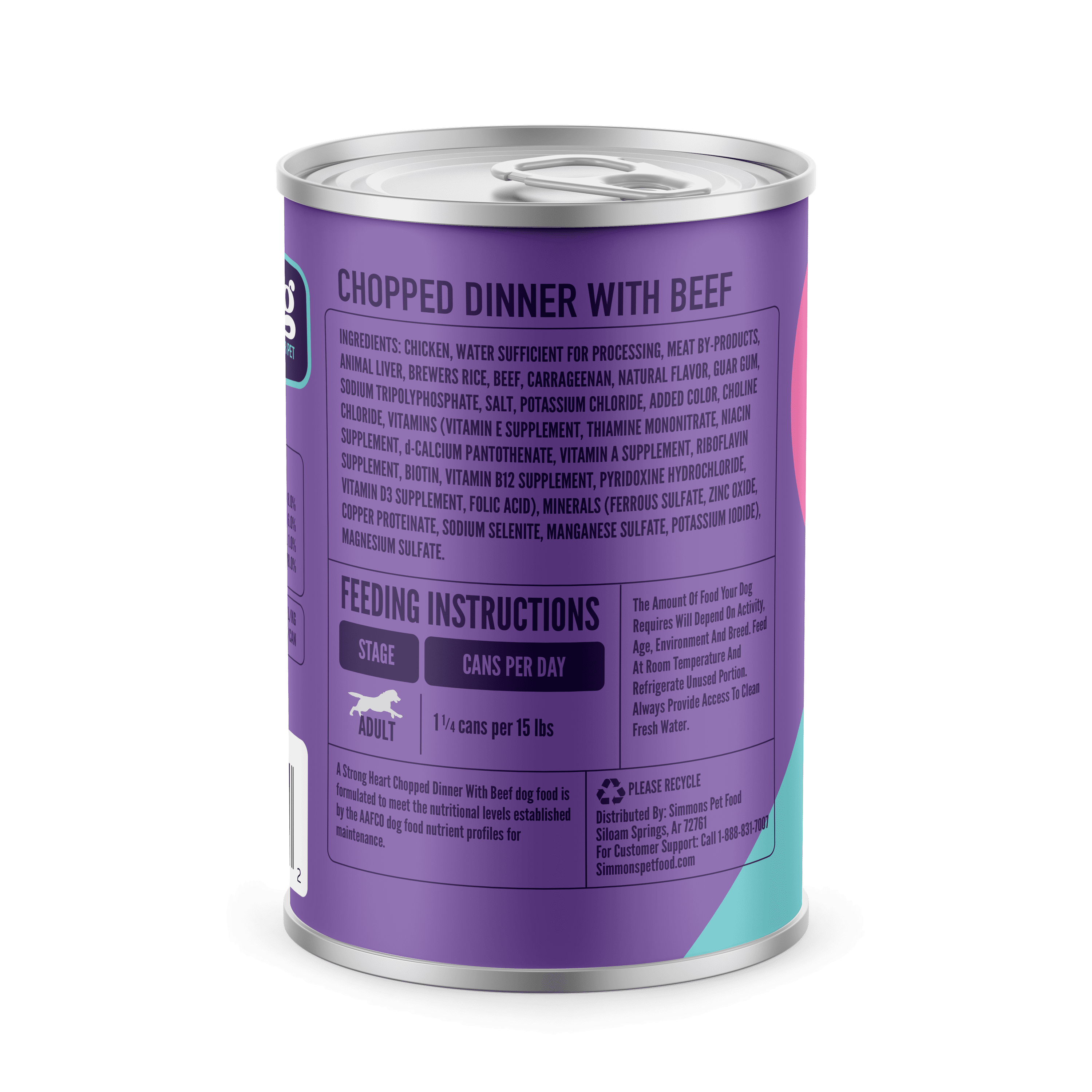A Strong Heart Wet Dog Food, Chopped Dinner with Beef - 13.2 oz Cans (Pack of 12), Made in The USA with Real Beef