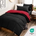 thumbnail image 3 of Bare Home 4-Piece Reversible Bed-in-a-Bag - Premium 1800 Collection - Twin, Black/Red Comforter with Black Sheet Set, 3 of 10