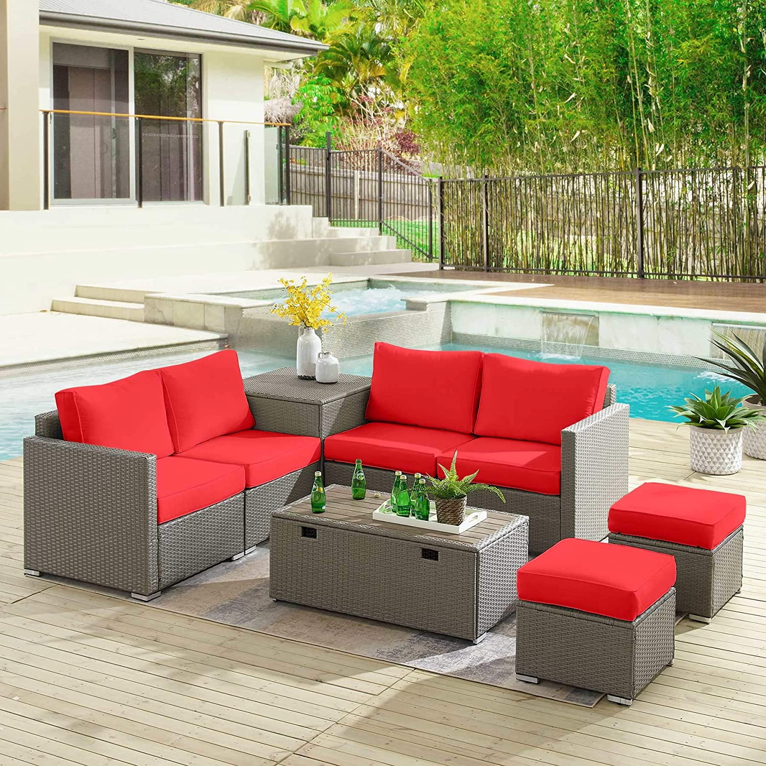Tribesigns 8 Pieces Patio Furniture Set with 2 Storage