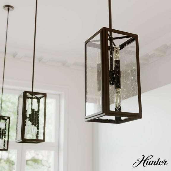Hunter - Felippe 6-light Onyx Bengal, Mini Pendant Light, Dimmable, Casual Style, Rectangle Shaped, for Bedrooms, Dining, Living Rooms - 19975