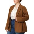 thumbnail image 5 of Agnes Orinda Women's Plus Size Stripe Cuff Notched Lapel Casual Blazer, 5 of 6
