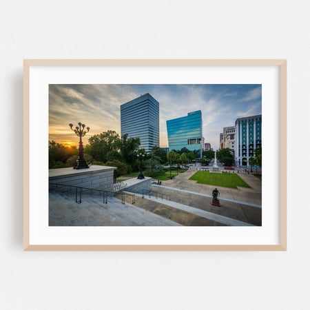From the State House 02 - Columbia South Carolina Photography Cityscape Architecture Skyline Sunset Scenic Oak Framed Wall Art Print 5 x 7 inches