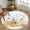 thumbnail image 3 of Daisy Honey Washable Round Area Rug 6 ft, Bee Blue Flowers Home Sweet Wildflowers Spring, Soft Non Slip Rugs Stain Repellent Indoor Felt Carpet for Living Dining Room Bedroom Home Office, 3 of 9