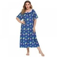 thumbnail image 1 of POINTERTECK Robe de Nuit Douillette à Manches Courtes pour Femmes, Encolure Carrée, Imprimée, Grande Taille, Robes de Maison pour Femmes TG-4TG, 1 of 5