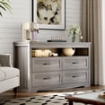 thumbnail image 3 of FANRAL 4 Drawers Dresser & Open Shelf for Bedroom,Modern Wooden Chest of Drawers with LED Light,Storage Organizer Dresser for Closet,Wood Dresser, 3 of 7