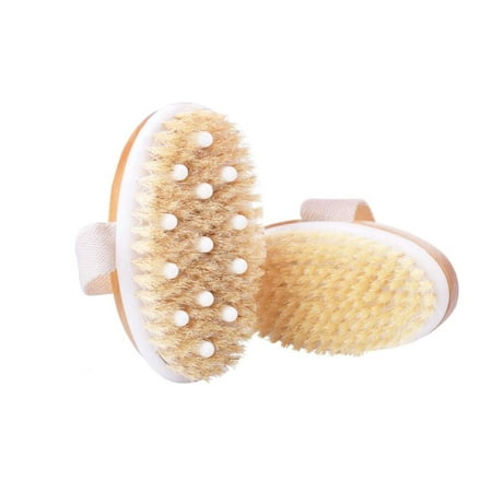 2 Pcs Dry Brushing Body Brush Best for Dry / Wet Skin exfoliating Bath Shower Scrub Cellulite Treatment, Increase Circulation and Tighten (Best Way To Tighten Abs)