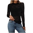thumbnail image 2 of mgoYE Women's Mesh Top Long Sleeve Mock Neck Sheer Blouse Floral Lace Tops(Black,XL), 2 of 8