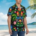 thumbnail image 5 of Kll Men'S Hawaiian Shirt Short Sleeve Button Down Beach Shirts-Roosters And Flowers, 5 of 8