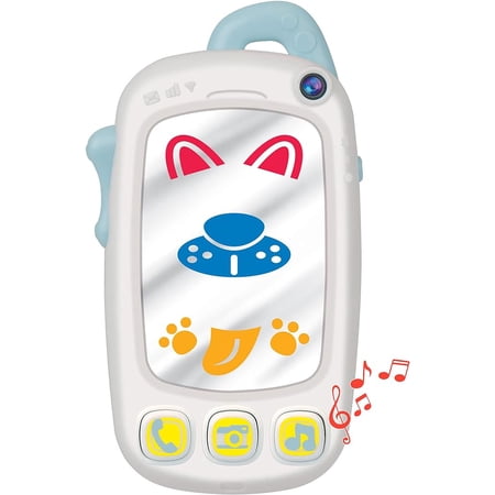 Baby Selfie Toy Phone with Easy-Press Buttons & Light-up Mirror - Baby Phone for 9+ Month Old - Play Phone Baby Musical Toys to Encourage Tummy Time, for Babies