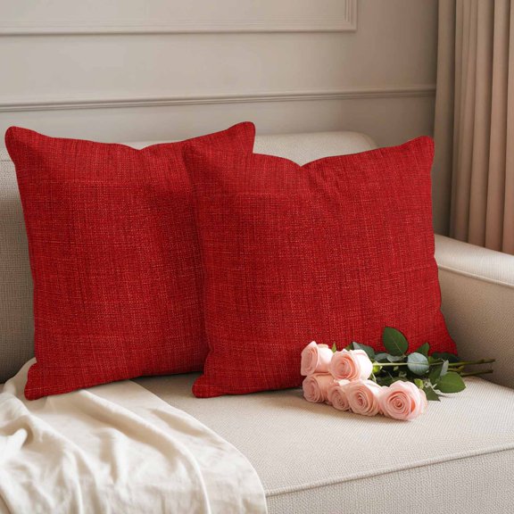 Outdoor Pillow Cover 18x18inch Set of 2, Red Watercolor Waterproof Decorative Throw Pillow Cover for Couch Sofa, Modern Minimalist Style Pillowcase Cushion Cases for Patio Garden Bed Car