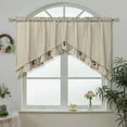 thumbnail image 5 of Beige Lattice Valance Curtain Head Cherry Design Small Short Triangular Curtain Kitchen Office Cafe Partition Home Decoration, 5 of 7