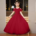 thumbnail image 2 of CPNG Girls' Off-the-Shoulder Sequin & Glitter Tulle Ball Gown Dress – Embellished Bodice, Ruffled Sleeves & Sparkly Floor-Length Skirt for Flower Girl, Wedding Pageant & Formal Events, 2 of 9