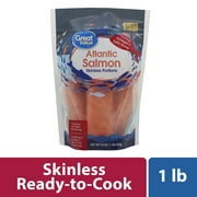Great Value Skinless Atlantic Salmon Portions, 1 lb (Frozen)