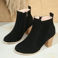 thumbnail image 6 of Women's Ankle Boots High Chunky Heel Slip On Elastic Fall Boots with Zipper Suede Dress Short Booties, 6 of 9