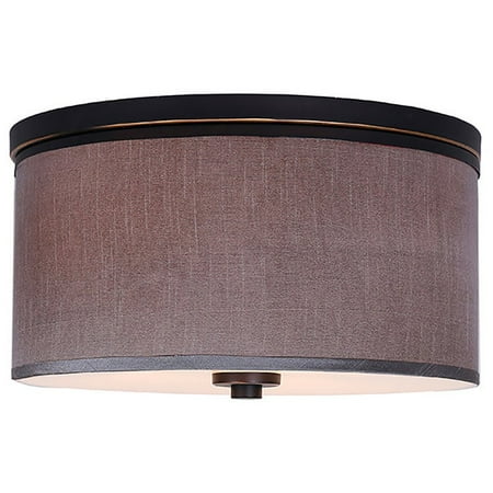 

Woodbridge Lighting Hudson 3-light Metal & Fabric Flush Mount in Bronze/Maroon