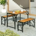 thumbnail image 6 of Aimee Lii 3 Pieces Patio Dining Set with Picnic Table and 2 Benches for 4 People, Outdoor Patio Furniture for Pool Deck Backyard, Sturdy, 6 of 10